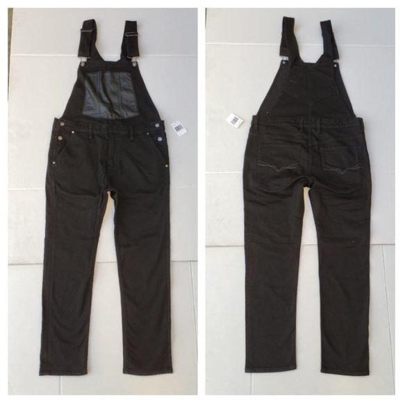 black denim overalls mens